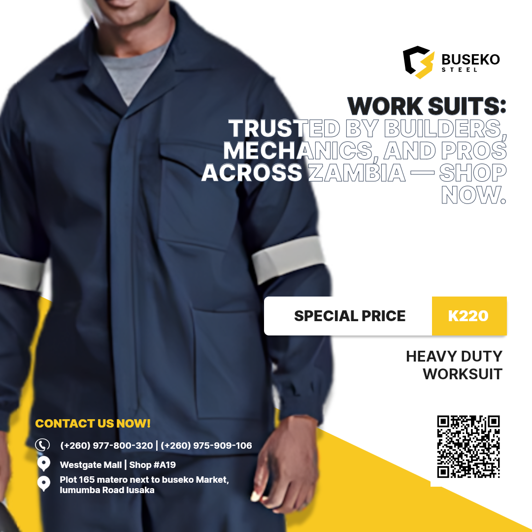 Worker wearing full gear at a Lusaka site
